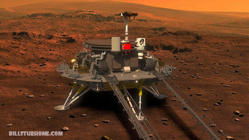 จีนลงจอด Zhurong rover บนดาวอังคาร จีนประสบความสำเร็จในการนำยานอวกาศลงจอดบนดาวอังคารสื่อของรัฐประกาศเมื่อต้นวันเสาร์หุ่นยนต์ Zhurong